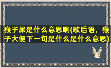 猴子屎是什么意思啊(歇后语，猴子大便下一句是什么是什么意思)