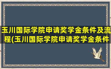 玉川国际学院申请奖学金条件及流程(玉川国际学院申请奖学金条件)