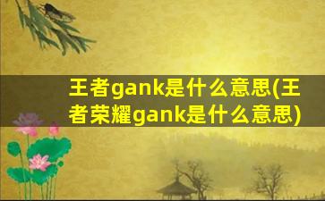 王者gank是什么意思(王者荣耀gank是什么意思)