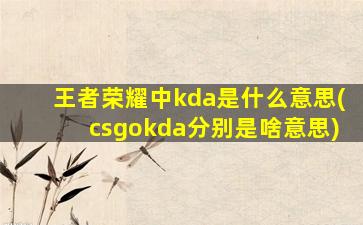 王者荣耀中kda是什么意思(csgokda分别是啥意思)