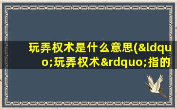 玩弄权术是什么意思(“玩弄权术”指的是什么意思)