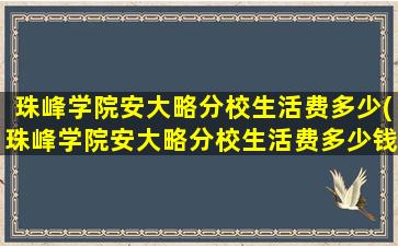 珠峰学院安大略分校生活费多少(珠峰学院安大略分校生活费多少钱一个月)