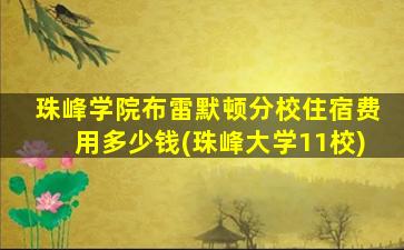 珠峰学院布雷默顿分校住宿费用多少钱(珠峰大学11校)