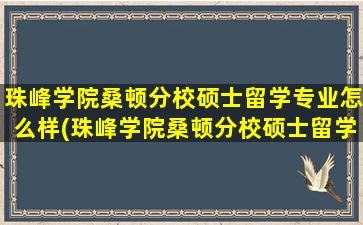 珠峰学院桑顿分校硕士留学专业怎么样(珠峰学院桑顿分校硕士留学专业要求)