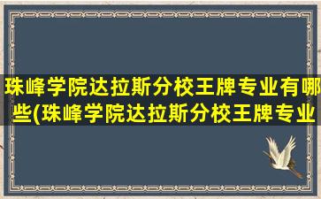 珠峰学院达拉斯分校王牌专业有哪些(珠峰学院达拉斯分校王牌专业排名)