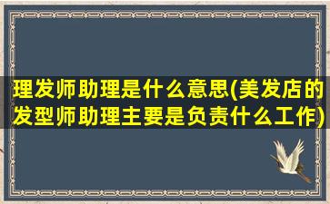 理发师助理是什么意思(美发店的发型师助理主要是负责什么工作)