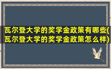 瓦尔登大学的奖学金政策有哪些(瓦尔登大学的奖学金政策怎么样)