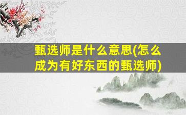 甄选师是什么意思(怎么成为有好东西的甄选师)