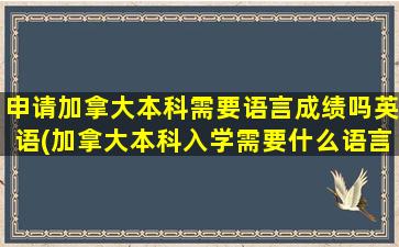 申请加拿大本科需要语言成绩吗英语(加拿大本科入学需要什么语言成绩)