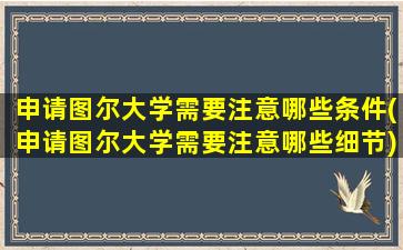 申请图尔大学需要注意哪些条件(申请图尔大学需要注意哪些细节)