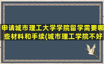 申请城市理工大学学院留学需要哪些材料和手续(城市理工学院不好吗-)