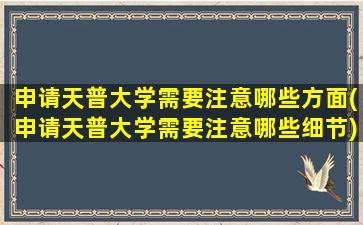 申请天普大学需要注意哪些方面(申请天普大学需要注意哪些细节)