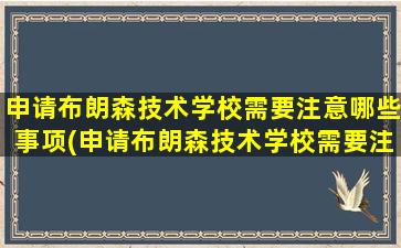 申请布朗森技术学校需要注意哪些事项(申请布朗森技术学校需要注意哪些细节)