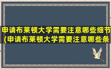 申请布莱顿大学需要注意哪些细节(申请布莱顿大学需要注意哪些条件)