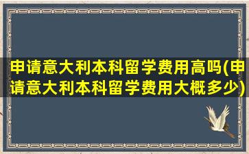 申请意大利本科留学费用高吗(申请意大利本科留学费用大概多少)