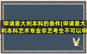 申请意大利本科的条件(申请意大利本科艺术专业非艺考生不可以申请吗)