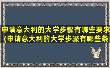 申请意大利的大学步骤有哪些要求(申请意大利的大学步骤有哪些条件)