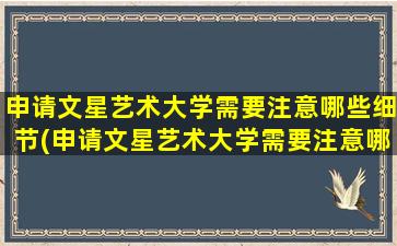 申请文星艺术大学需要注意哪些细节(申请文星艺术大学需要注意哪些条件)