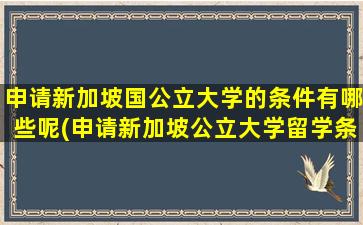 申请新加坡国公立大学的条件有哪些呢(申请新加坡公立大学留学条件)