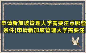 申请新加坡管理大学需要注意哪些条件(申请新加坡管理大学需要注意哪些细节)