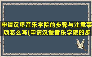 申请汉堡音乐学院的步骤与注意事项怎么写(申请汉堡音乐学院的步骤与注意事项是什么)