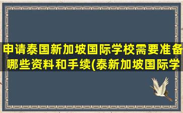 申请泰国新加坡国际学校需要准备哪些资料和手续(泰新加坡国际学校tsis)