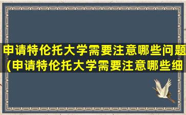 申请特伦托大学需要注意哪些问题(申请特伦托大学需要注意哪些细节)