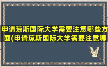 申请琼斯国际大学需要注意哪些方面(申请琼斯国际大学需要注意哪些条件)