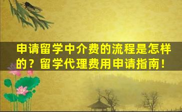 申请留学中介费的流程是怎样的？留学代理费用申请指南！