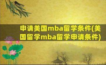 申请美国mba留学条件(美国留学mba留学申请条件)