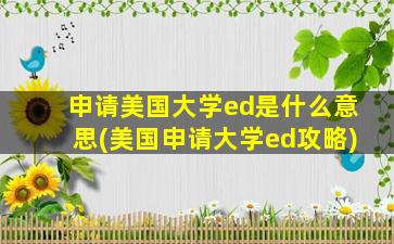 申请美国大学ed是什么意思(美国申请大学ed攻略)