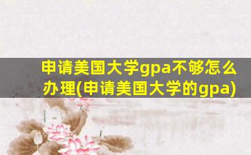 申请美国大学gpa不够怎么办理(申请美国大学的gpa)