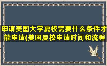 申请美国大学夏校需要什么条件才能申请(美国夏校申请时间和流程)