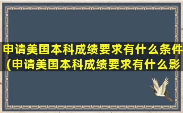 申请美国本科成绩要求有什么条件(申请美国本科成绩要求有什么影响)