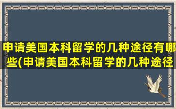 申请美国本科留学的几种途径有哪些(申请美国本科留学的几种途径是)