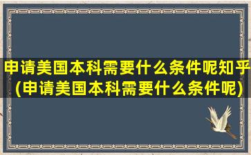 申请美国本科需要什么条件呢知乎(申请美国本科需要什么条件呢)