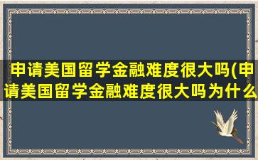 申请美国留学金融难度很大吗(申请美国留学金融难度很大吗为什么)