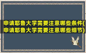 申请耶鲁大学需要注意哪些条件(申请耶鲁大学需要注意哪些细节)