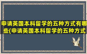 申请英国本科留学的五种方式有哪些(申请英国本科留学的五种方式是)