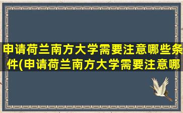 申请荷兰南方大学需要注意哪些条件(申请荷兰南方大学需要注意哪些细节)