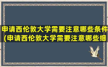 申请西伦敦大学需要注意哪些条件(申请西伦敦大学需要注意哪些细节)