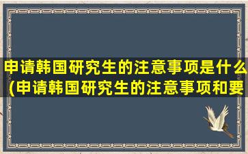 申请韩国研究生的注意事项是什么(申请韩国研究生的注意事项和要求)