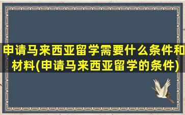 申请马来西亚留学需要什么条件和材料(申请马来西亚留学的条件)