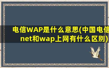 电信WAP是什么意思(中国电信net和wap上网有什么区别)