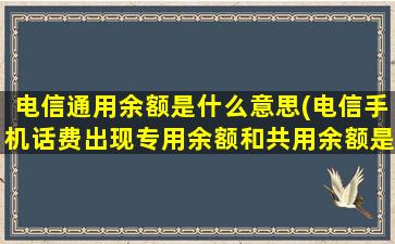 电信通用余额是什么意思(电信手机话费出现专用余额和共用余额是什么意思)