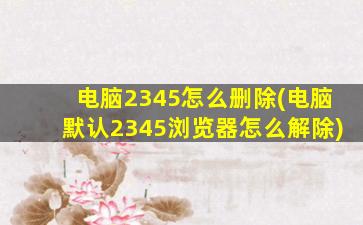 电脑2345怎么删除(电脑默认2345浏览器怎么解除)