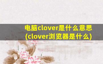 电脑clover是什么意思(clover浏览器是什么)