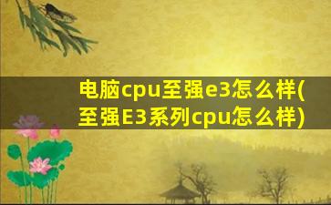 电脑cpu至强e3怎么样(至强E3系列cpu怎么样)