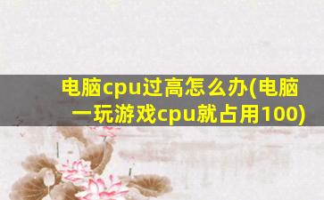 电脑cpu过高怎么办(电脑一玩游戏cpu就占用100)