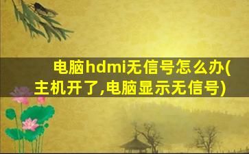 电脑hdmi无信号怎么办(主机开了,电脑显示无信号)